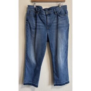 CHAPS Denim Stretch Jeans Madden Capris Cropped Summer Raw Hem Women’s Size 16